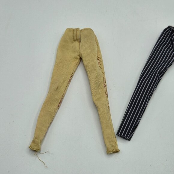 Set Of 3 Vintage Barbie Doll Pants: Yellow Speckled Black & White Striped Teal S - Picture 5 of 8